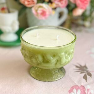 Vintage Anchor Hocking Milano Green Soy Wax Himalayan Bamboo Scented Candle